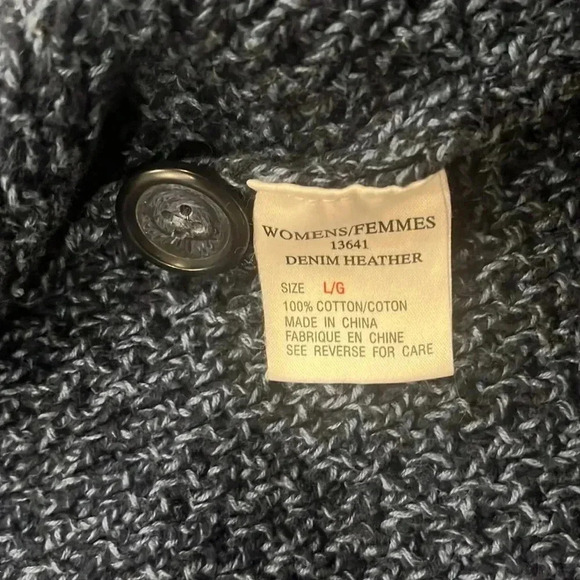 [L]Vintage Woolrich Blue chunky Knit  Cotton LS Cardigan - Picture 5 of 7